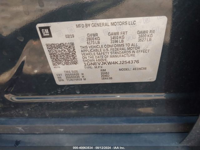1GNEVJKW4KJ254376 Chevrolet Traverse Rs