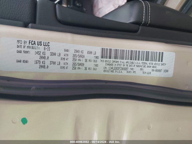 1C4RJEBG5FC903697 Jeep Grand Cherokee Limited