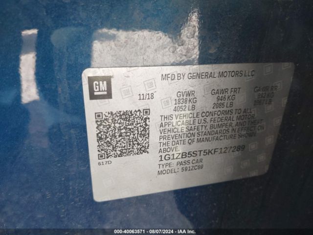 1G1ZB5ST5KF127289 Chevrolet Malibu 1ls