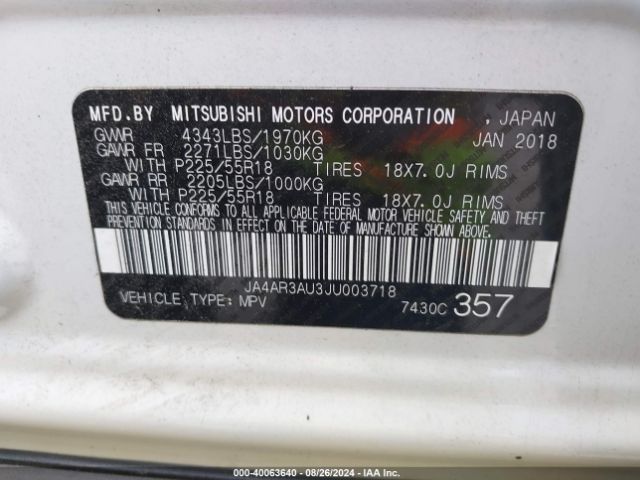 2018 MITSUBISHI OUTLANDER SPORT JA4AR3AU3JU003718 Photo 8