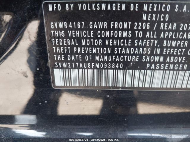3VW217AU8FM093840 Volkswagen Golf Tsi S 4-door