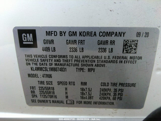 KL4MMCSL1MB074031 Buick Encore Gx Awd Preferred