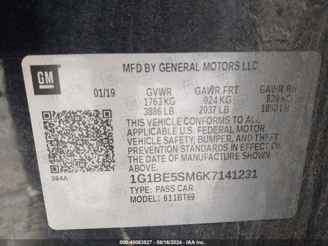 1G1BE5SM6K7141231 Chevrolet CRUZE LT