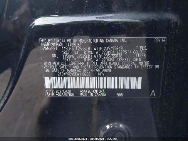 2T3YFREV5EW110233 Toyota Rav4 Limited