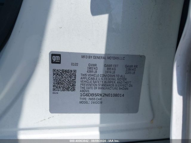 1G6DB5RK2N0108014 Cadillac Ct4 Premium Luxury