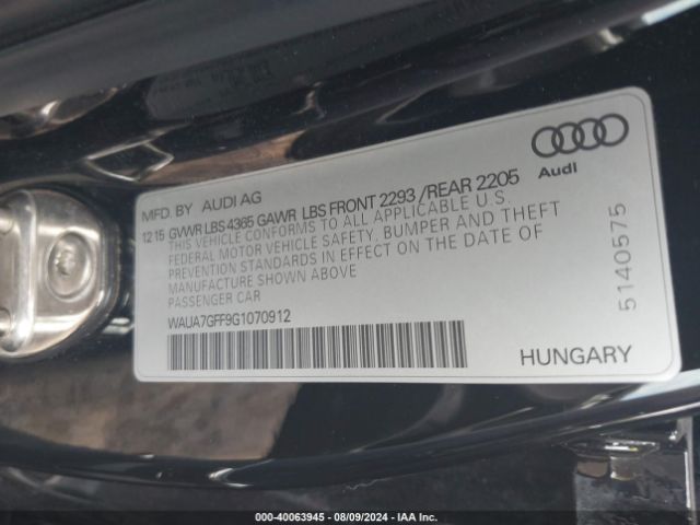 WAUA7GFF9G1070912 Audi A3 1.8t Premium