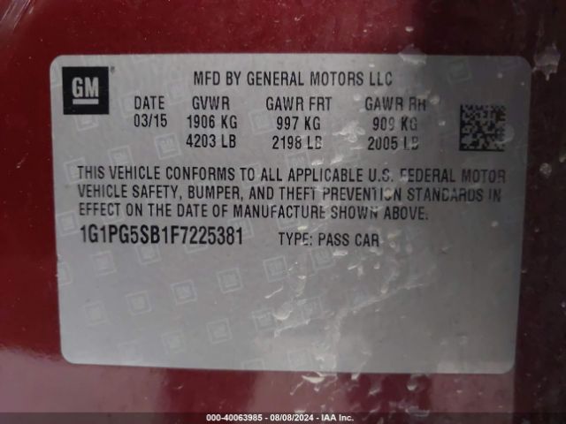 1G1PG5SB1F7225381 Chevrolet CRUZE LTZ