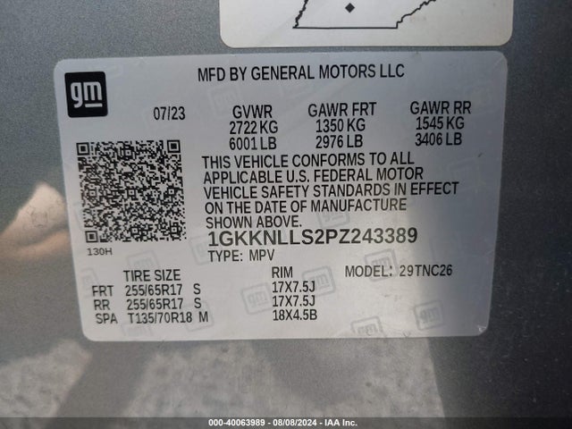 1GKKNLLS2PZ243389 GMC Acadia Awd At4