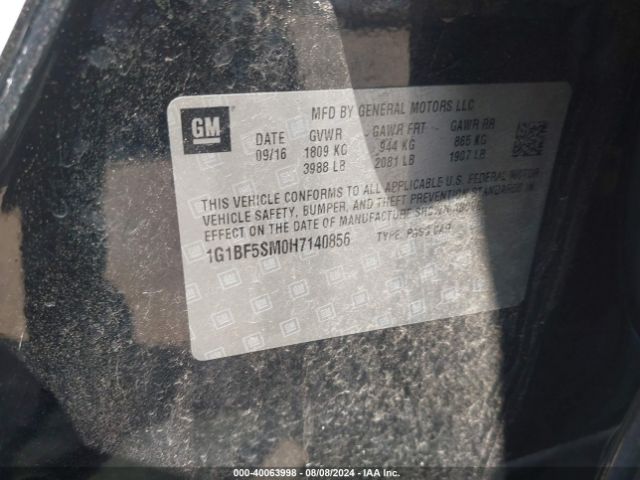 1G1BF5SM0H7140856 Chevrolet Cruze Premier Auto