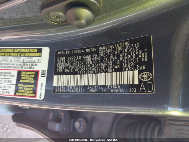Toyota Corolla S Plus 2015 2T1BURHE1FC478864 Image 9