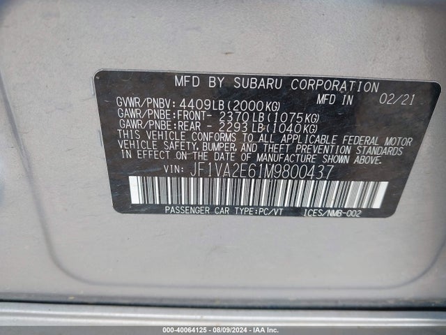 JF1VA2E61M9800437 Subaru Wrx Sti