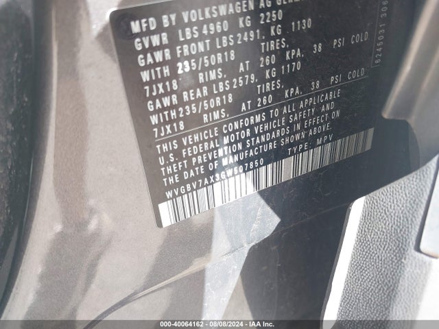 WVGBV7AX3GW507850 Volkswagen TIGUAN SE