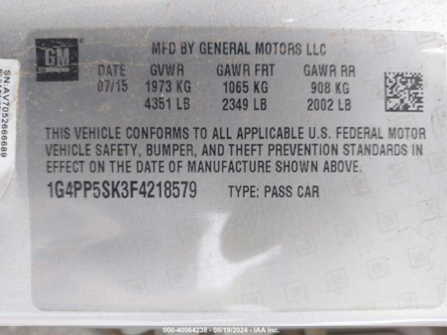 1G4PP5SK3F4218579 Buick Verano