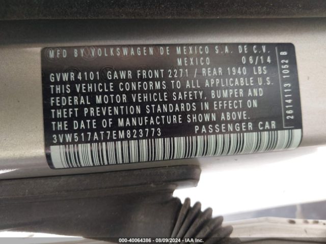 3VW517AT7EM823773 Volkswagen Beetle 1.8t