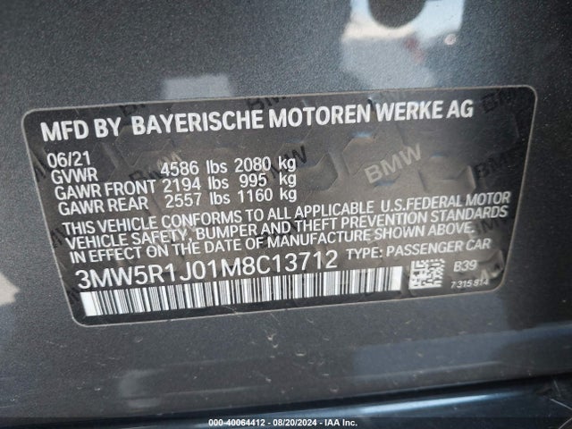 3MW5R1J01M8C13712 BMW 330I