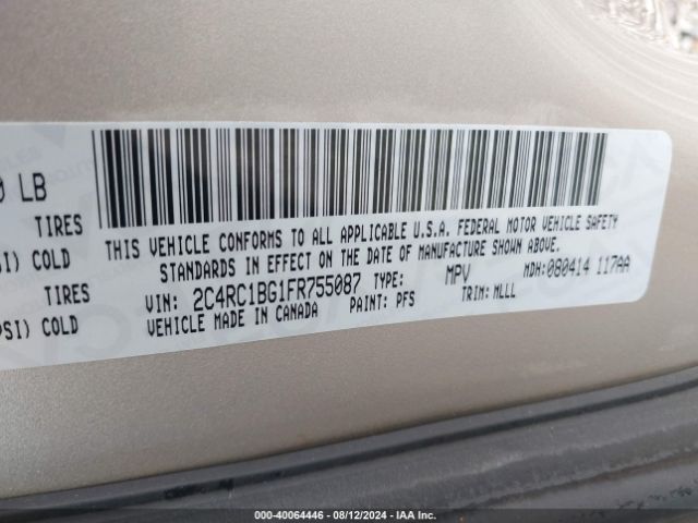 2C4RC1BG1FR755087 Chrysler Town & Country Touring