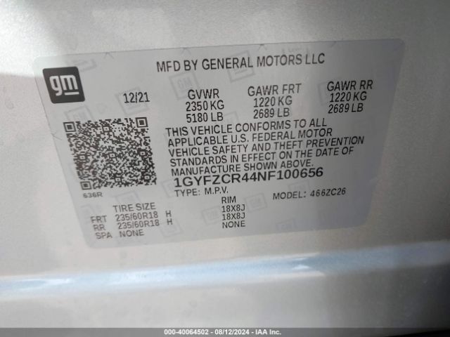 1GYFZCR44NF100656 Cadillac Xt4 Fwd Premium Luxury