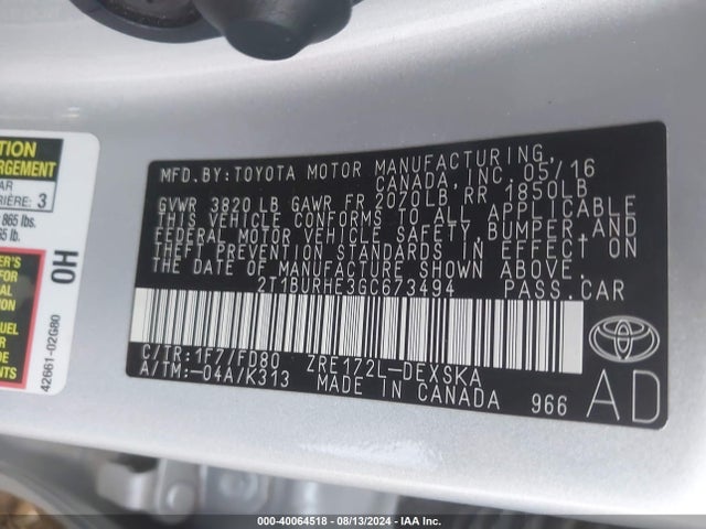 Toyota Corolla S Plus 2016 2T1BURHE3GC673494 Image 9