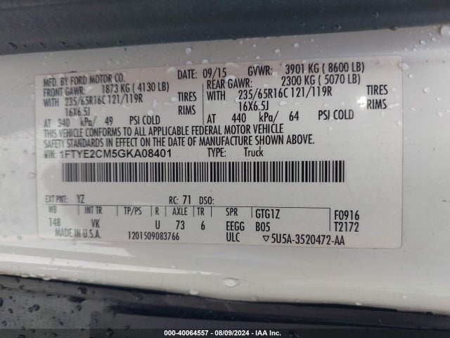 Ford Transit-150 2016 1FTYE2CM5GKA08401 Image 9