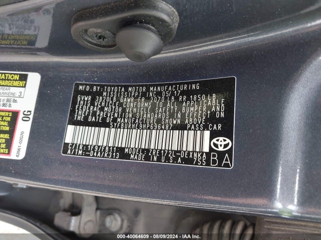 Toyota COROLLA LE 2017 5YFBURHE9HP696487 Image 9