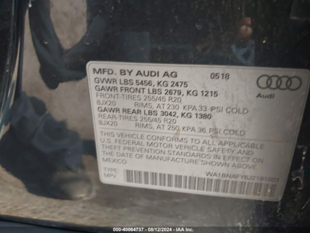 WA1BNAFY6J2191601 Audi Q5 Premium Plus