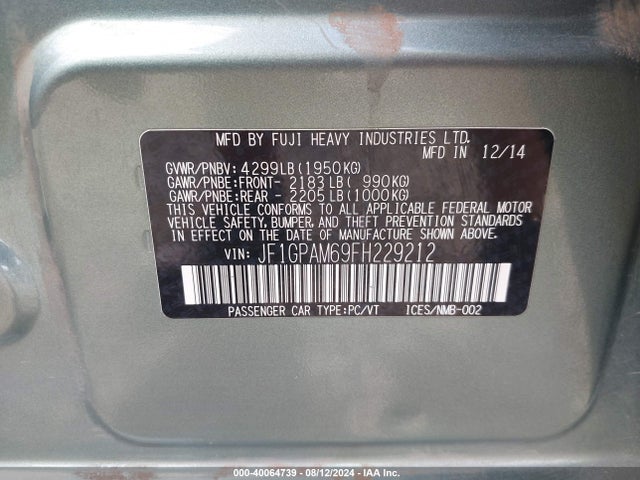 JF1GPAM69FH229212 Subaru Impreza 2.0i Limited