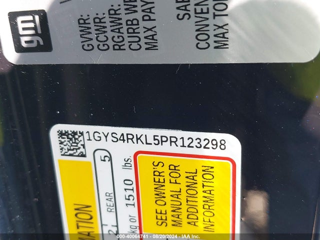 1GYS4RKL5PR123298 Cadillac Escalade Esv 4wd Sport Platinum