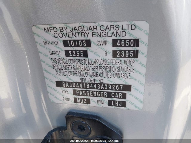 2004 JAGUAR XKR SAJDA41B443A39267 Photo 8