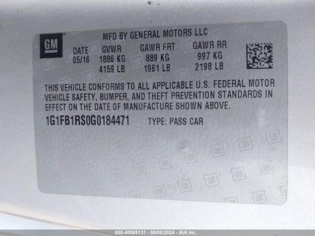 1G1FB1RS0G0184471 Chevrolet Camaro 1lt