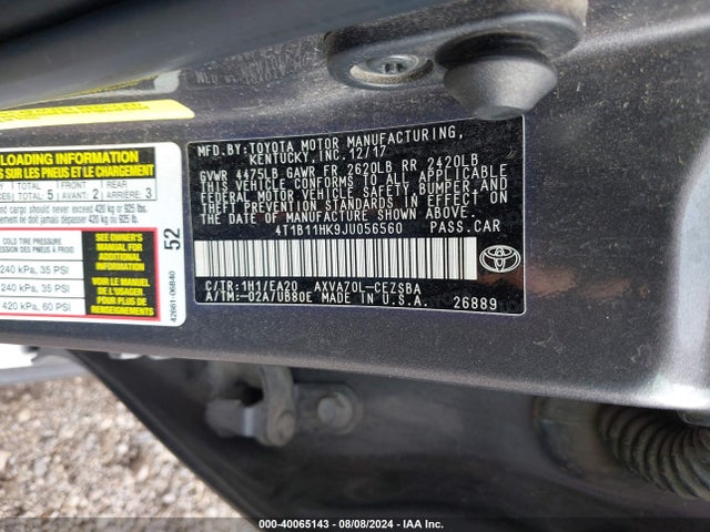 Toyota CAMRY SE 2018 4T1B11HK9JU056560 Image 9