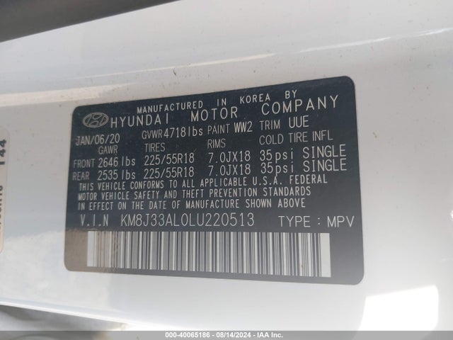 Hyundai TUCSON SEL 2020 KM8J33AL0LU220513 Image 9