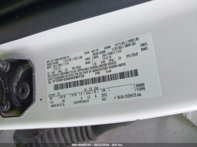 Ford F-150 Xl 2019 1FTEW1E50KKE96732 Image 9