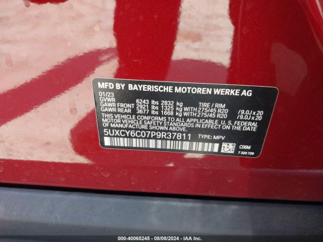 5UXCY6C07P9R37811 BMW X6 Xdrive40i