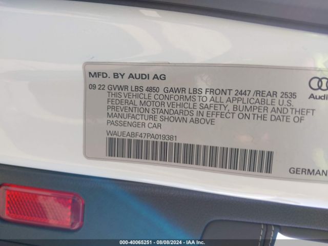 WAUEABF47PA019381 Audi A4 Premium Plus 45 Tfsi S Line Quattro S Tronic