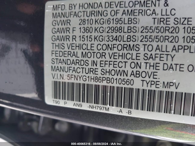 Honda Pilot Awd Elite 2023 5FNYG1H86PB010560 Image 9