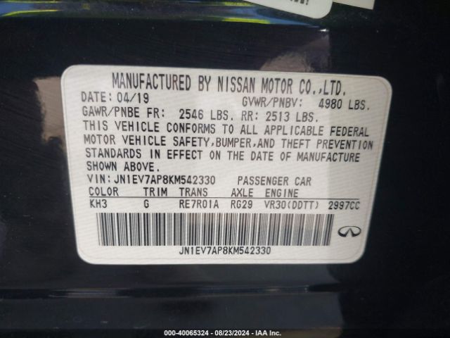 JN1EV7AP8KM542330 Infiniti Q50 3.0t Luxe