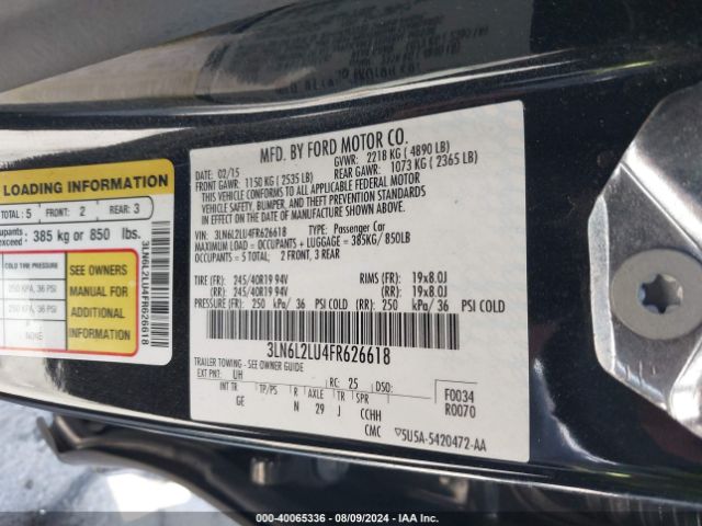 3LN6L2LU4FR626618 Lincoln MKZ HYBRID