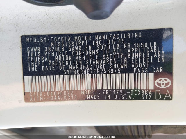 Toyota Corolla S Plus 2015 5YFBURHE7FP256975 Image 9