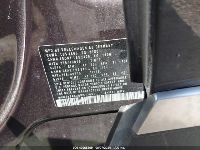 WVGAV7AX2GW577691 Volkswagen Tiguan Sel