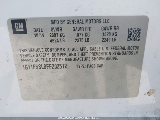 1G11F5SL8FF202512 Chevrolet Malibu 1lz