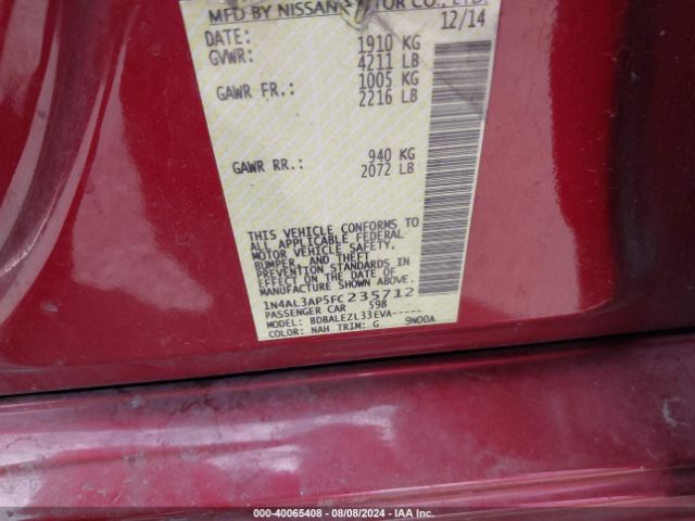 1N4AL3AP5FC235712 Nissan Altima 2.5/2.5 S/2.5 Sl/2.5 Sv