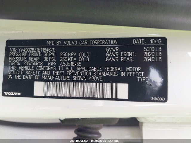 Volvo Xc70 T6 Premier Plus 2014 YV4902BZ1E1184670 Image 9