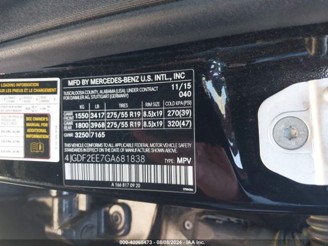 4JGDF2EE7GA681838 Mercedes-Benz Gl 350 Bluetec 4matic