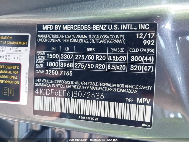 4JGDF6EE6JB072636 Mercedes-Benz Gls 450 4matic