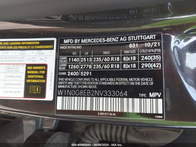 W1N0G8EB2NV333064 Mercedes-Benz Glc 300 4matic Suv