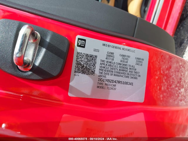 Chevrolet Corvette Stingray Rwd  2lt 2024 1G1YB2D47R5108341 Image 9