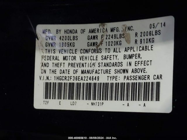 1HGCR2F36EA224649 Honda ACCORD LX