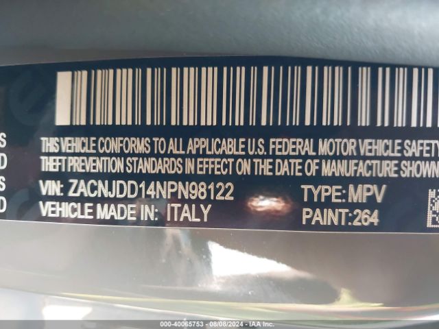 ZACNJDD14NPN98122 Jeep Renegade Limited