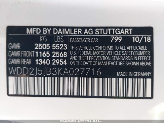 WDD2J5JB3KA027716 Mercedes-Benz CLS 450