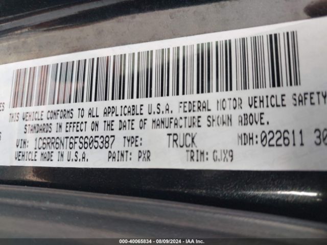 1C6RR6NT6FS605387 RAM 1500 Laramie